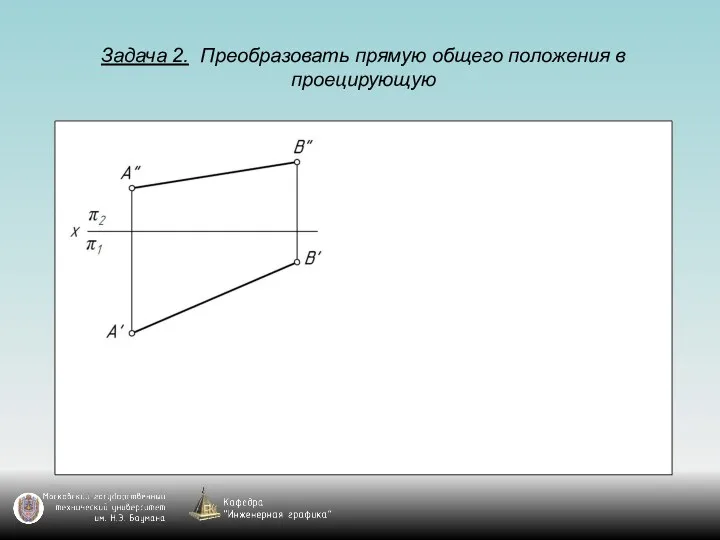 Задача 2. Преобразовать прямую общего положения в проецирующую