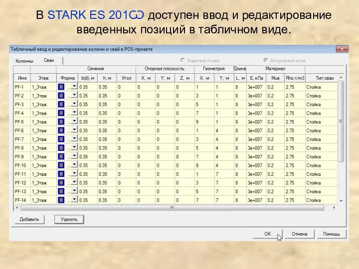В STARK ES 201Ѡ доступен ввод и редактирование введенных позиций в табличном виде.