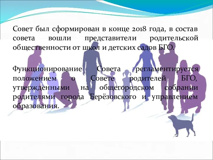 Совет был сформирован в конце 2018 года, в состав совета