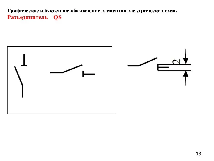 Графическое и буквенное обозначение элементов электрических схем. Разъединитель QS