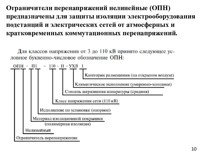 Ограничители перенапряжений нелинейные (ОПН) предназначены для защиты изоляции электрооборудования подстанций