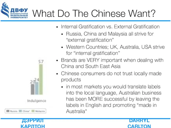 What Do The Chinese Want? Internal Gratification vs. External Gratification Russia, China and