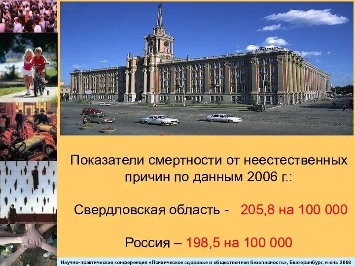 Показатели смертности от неестественных причин по данным 2006 г.: Свердловская