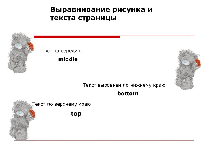 Текст по середине middle Текст по верхнему краю top Текст