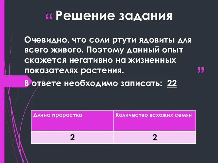 Решение задания Очевидно, что соли ртути ядовиты для всего живого.