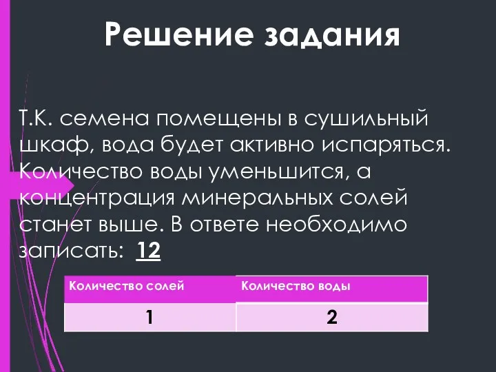 Т.К. семена помещены в сушильный шкаф, вода будет активно испаряться.