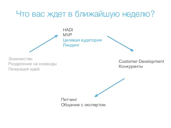 Что вас ждет в ближайшую неделю? Знакомство Разделение на команды