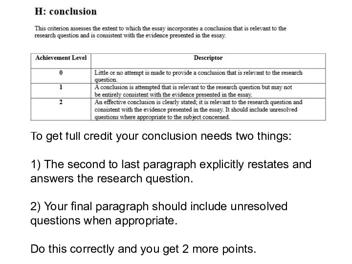 To get full credit your conclusion needs two things: 1)