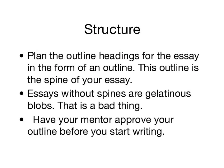 Structure Plan the outline headings for the essay in the
