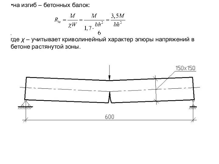 на изгиб – бетонных балок: , где χ – учитывает