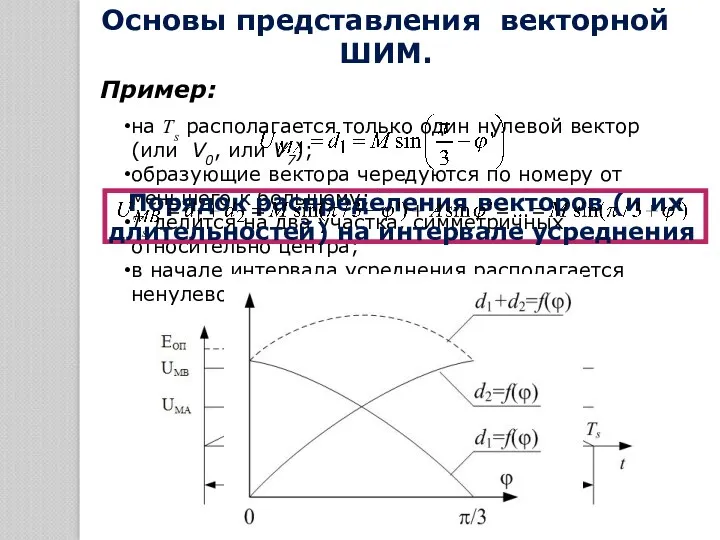 на Ts располагается только один нулевой вектор (или V0, или V7); образующие вектора