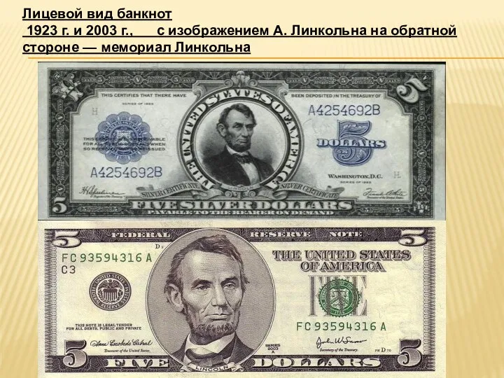 Лицевой вид банкнот 1923 г. и 2003 г., с изображением