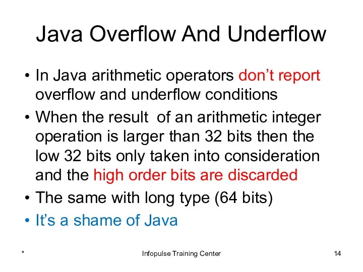 Java Overflow And Underflow In Java arithmetic operators don’t report