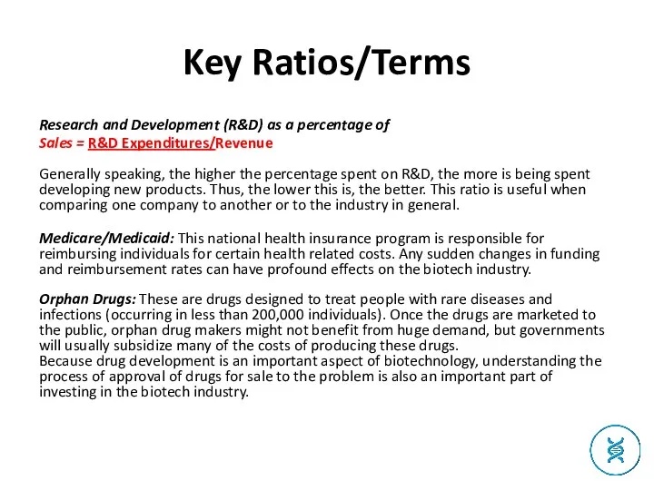 Key Ratios/Terms Research and Development (R&D) as a percentage of