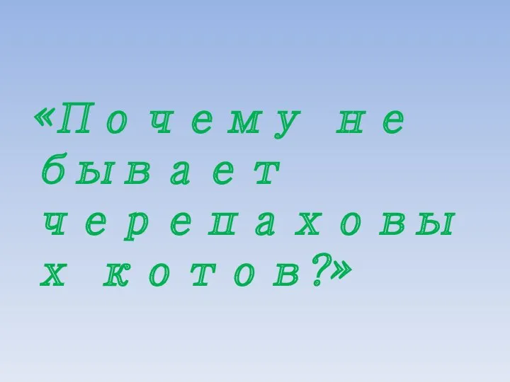 «Почему не бывает черепаховых котов?»