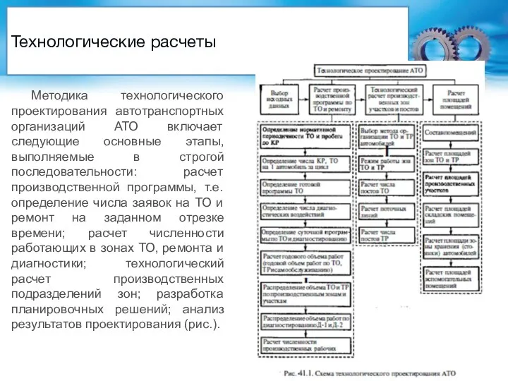 Технологические расчеты Методика технологического проектирования автотранспортных организаций АТО включает следующие