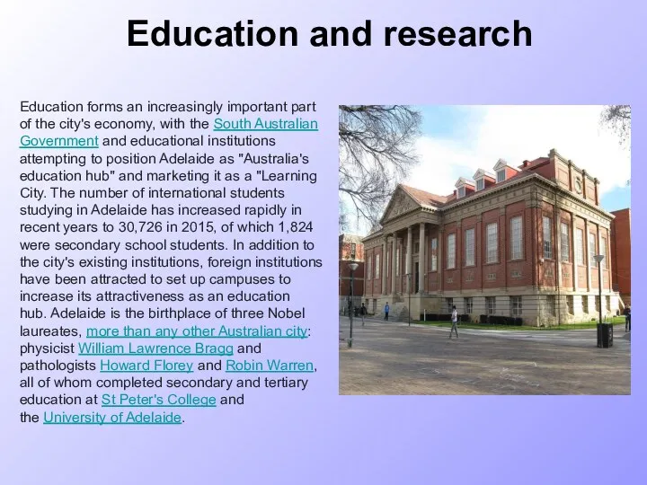 Education and research Education forms an increasingly important part of