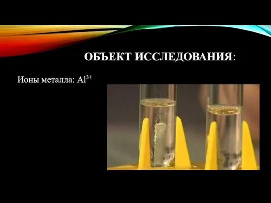 ОБЪЕКТ ИССЛЕДОВАНИЯ: Ионы металла: Al3+