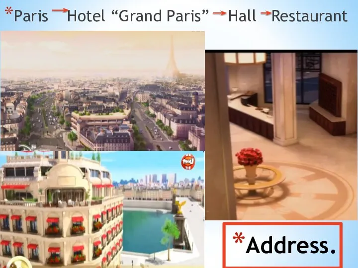 Address. Paris Hotel “Grand Paris” Hall Restaurant