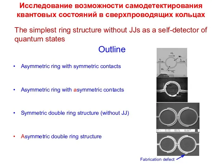 Asymmetric ring with symmetric contacts Asymmetric ring with asymmetric contacts Symmetric double ring