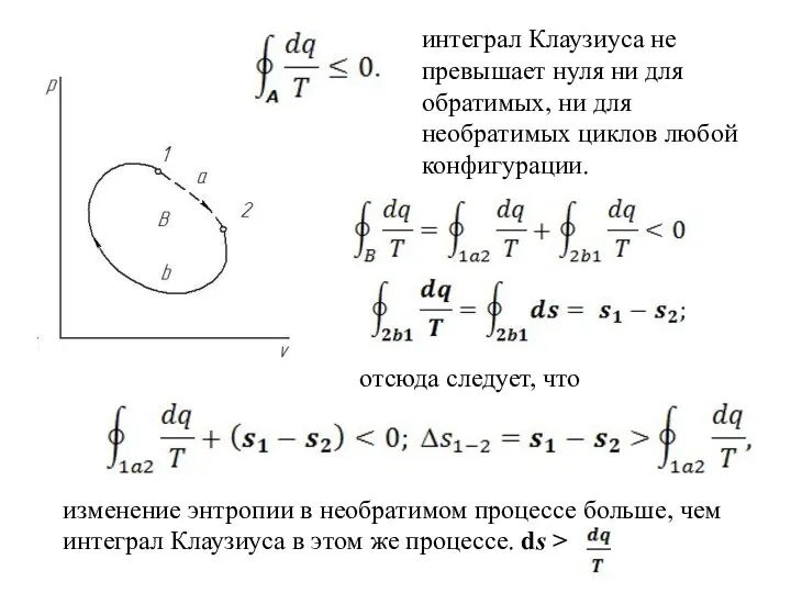 отсюда следует, что изменение энтропии в необратимом процессе больше, чем