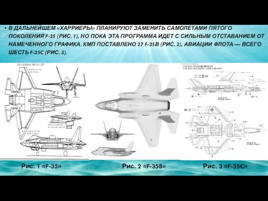 В ДАЛЬНЕЙШЕМ «ХАРРИЕРЫ» ПЛАНИРУЮТ ЗАМЕНИТЬ САМОЛЕТАМИ ПЯТОГО ПОКОЛЕНИЯ F-35 (РИС.