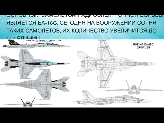 ОСНОВНЫМ САМОЛЕТОМ РАДИОЭЛЕКТРОННОЙ БОРЬБЫ ЯВЛЯЕТСЯ ЕА-18G. СЕГОДНЯ НА ВООРУЖЕНИИ СОТНЯ