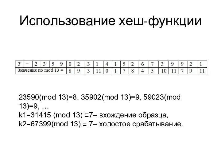 23590(mod 13)=8, 35902(mod 13)=9, 59023(mod 13)=9, … k1=31415 (mod 13)