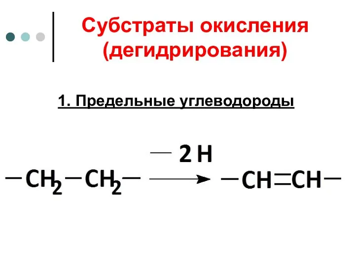 Субстраты окисления (дегидрирования) 1. Предельные углеводороды