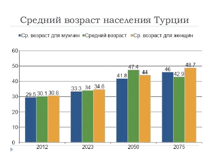 Средний возраст населения Турции