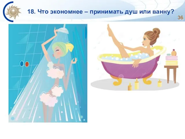 18. Что экономнее – принимать душ или ванну?