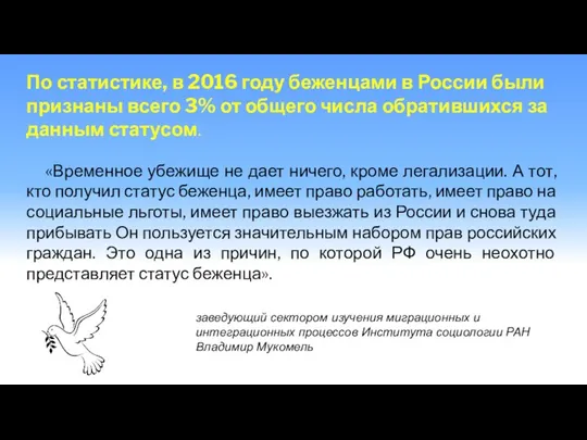 «Временное убежище не дает ничего, кроме легализации. А тот, кто