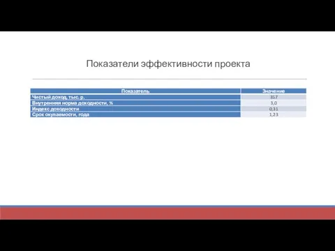 Показатели эффективности проекта