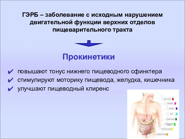 ГЭРБ – заболевание с исходным нарушением двигательной функции верхних отделов