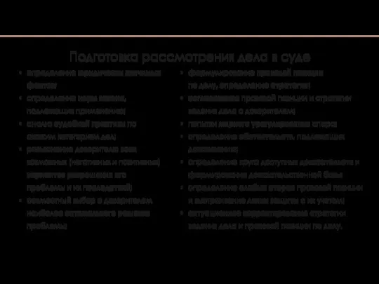 Подготовка рассмотрения дела в суде определение юридически значимых фактов; определение