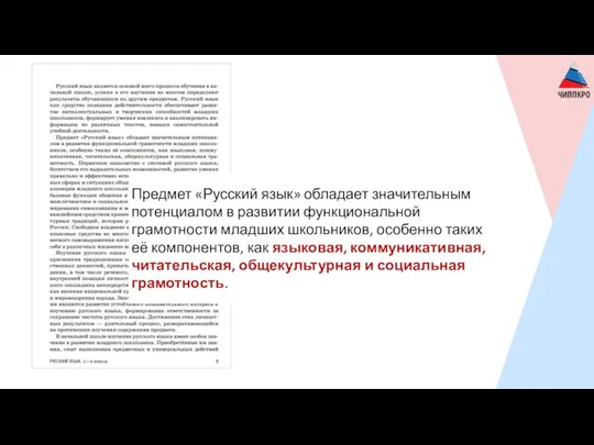 Предмет «Русский язык» обладает значительным потенциалом в развитии функциональной грамотности