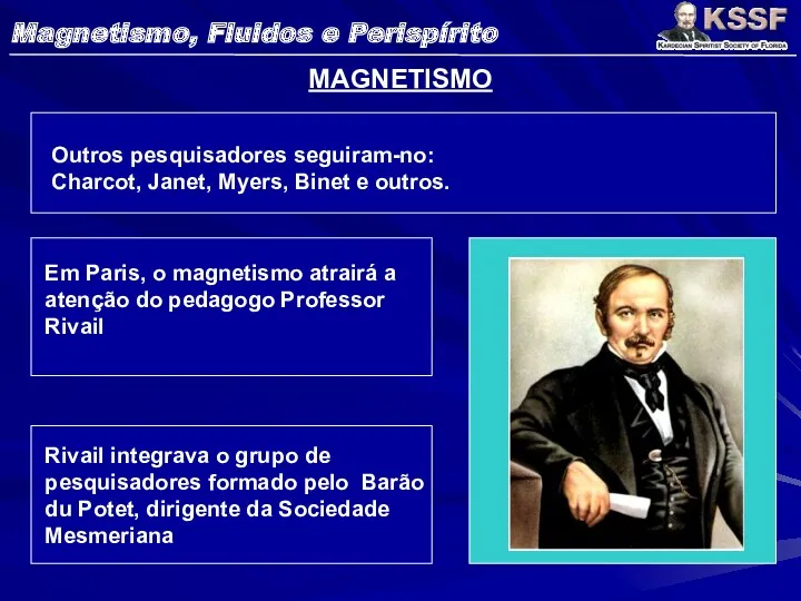 MAGNETISMO Outros pesquisadores seguiram-no: Charcot, Janet, Myers, Binet e outros.