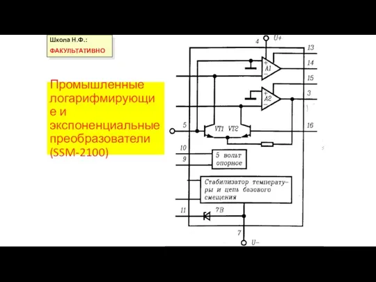 Промышленные логарифмирующие и экспоненциальные преобразователи (SSM-2100) Школа Н.Ф.: ФАКУЛЬТАТИВНО