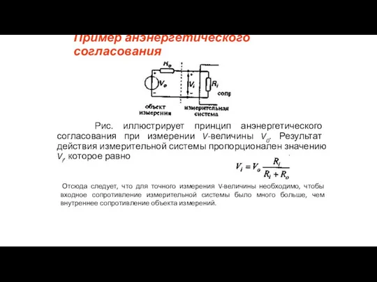 Пример анэнергетического согласования Рис. иллюстрирует принцип анэнергетического согласования при измерении V-величины V0. Результат