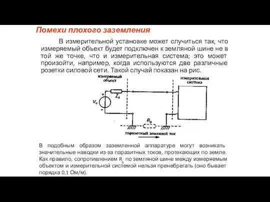 Помехи плохого заземления В измерительной установке может случиться так, что измеряемый объект будет