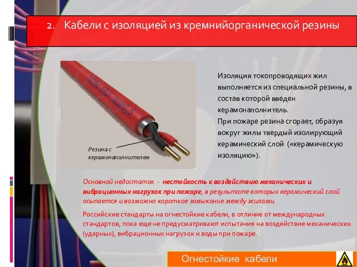 Изоляция токопроводящих жил выполняется из специальной резины, в состав которой