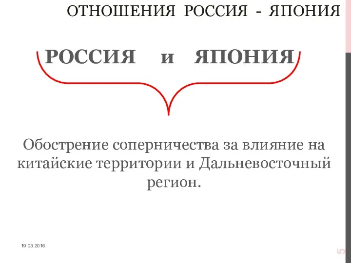 ОТНОШЕНИЯ РОССИЯ - ЯПОНИЯ РОССИЯ и ЯПОНИЯ Обострение соперничества за