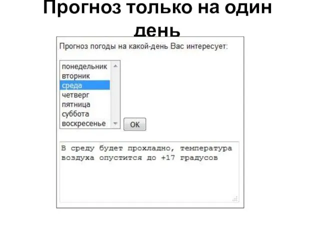 Прогноз только на один день