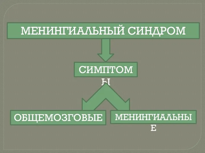 МЕНИНГИАЛЬНЫЙ СИНДРОМ СИМПТОМЫ ОБЩЕМОЗГОВЫЕ МЕНИНГИАЛЬНЫЕ