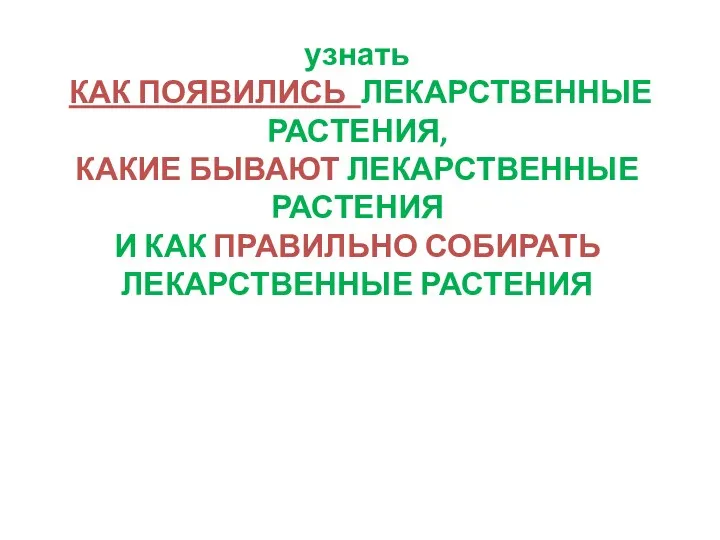 узнать КАК ПОЯВИЛИСЬ ЛЕКАРСТВЕННЫЕ РАСТЕНИЯ, КАКИЕ БЫВАЮТ ЛЕКАРСТВЕННЫЕ РАСТЕНИЯ И КАК ПРАВИЛЬНО СОБИРАТЬ ЛЕКАРСТВЕННЫЕ РАСТЕНИЯ