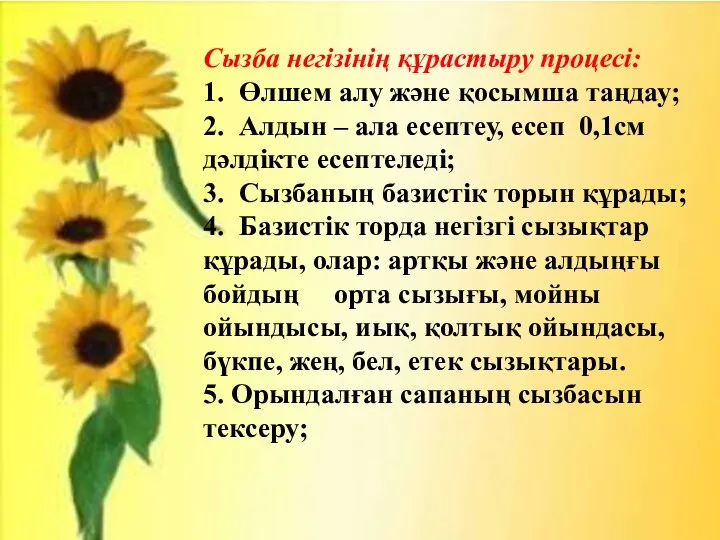 Сызба негізінің құрастыру процесі: 1. Өлшем алу және қосымша таңдау;