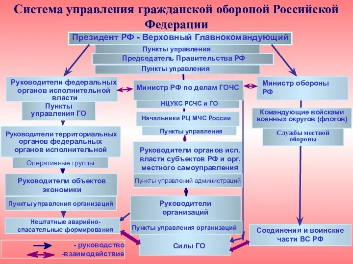 Система управления гражданской обороной Российской Федерации Руководители организаций - руководство