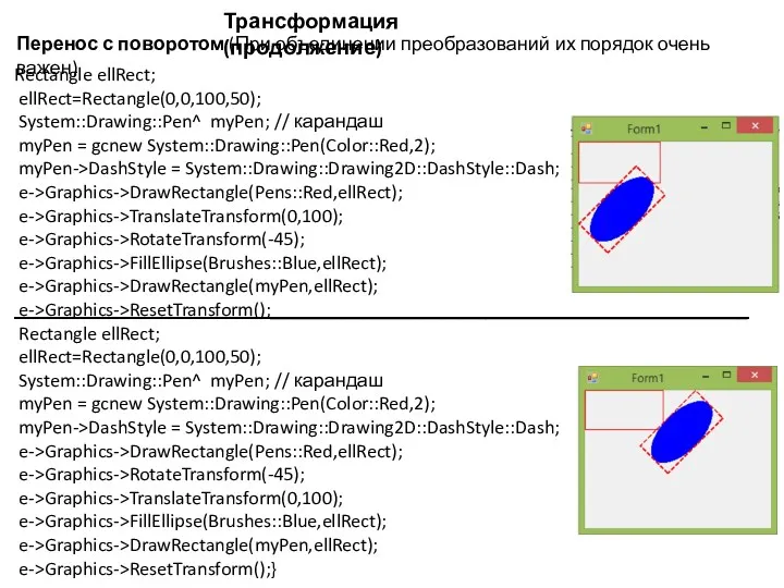 Rectangle ellRect; ellRect=Rectangle(0,0,100,50); System::Drawing::Pen^ myPen; // карандаш myPen = gcnew