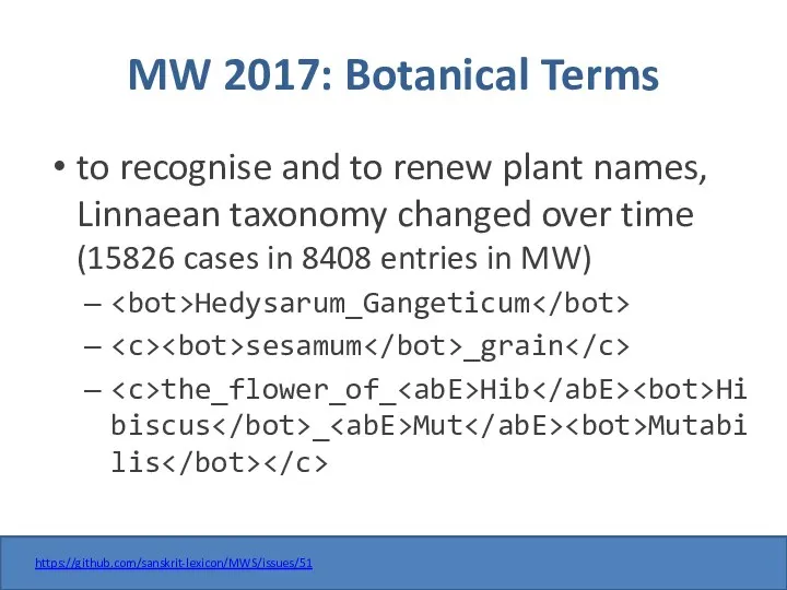 MW 2017: Botanical Terms to recognise and to renew plant