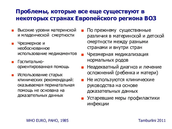 Проблемы, которые все еще существуют в некоторых странах Европейского региона